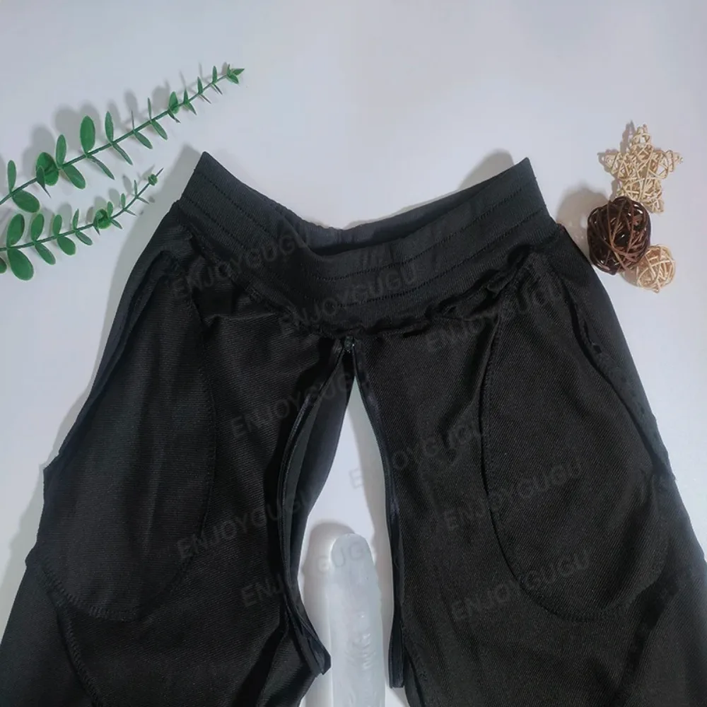 Jogger Men's Sweatpants Invisible Open Crotch Outdoor Sex Club Fitness Trousers Camouflage Tight Zipper Pocket Sport Clothing