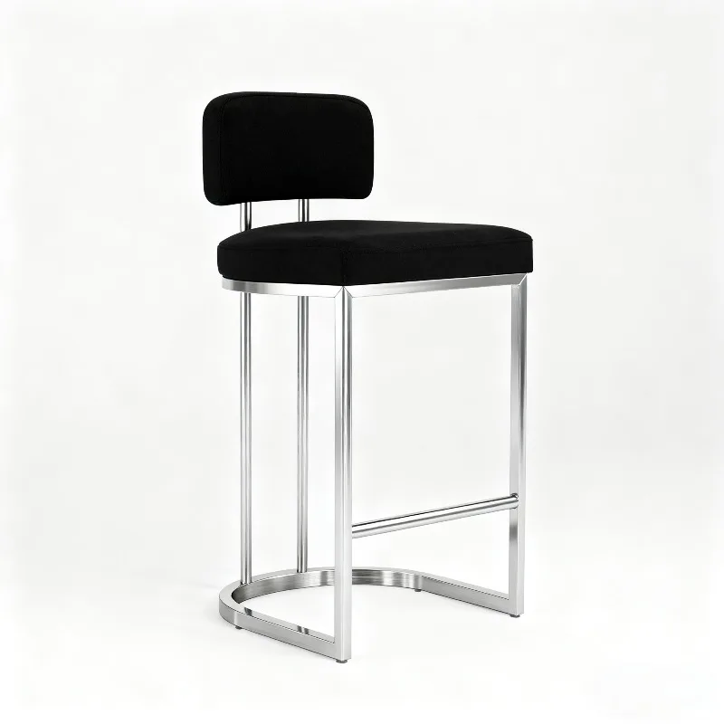 

Современный минималистичный барный стул из нержавеющей стали со спинкой, дизайнерский высокий стул для дома, кухонного острова, ресепшена, в скандинавском стиле