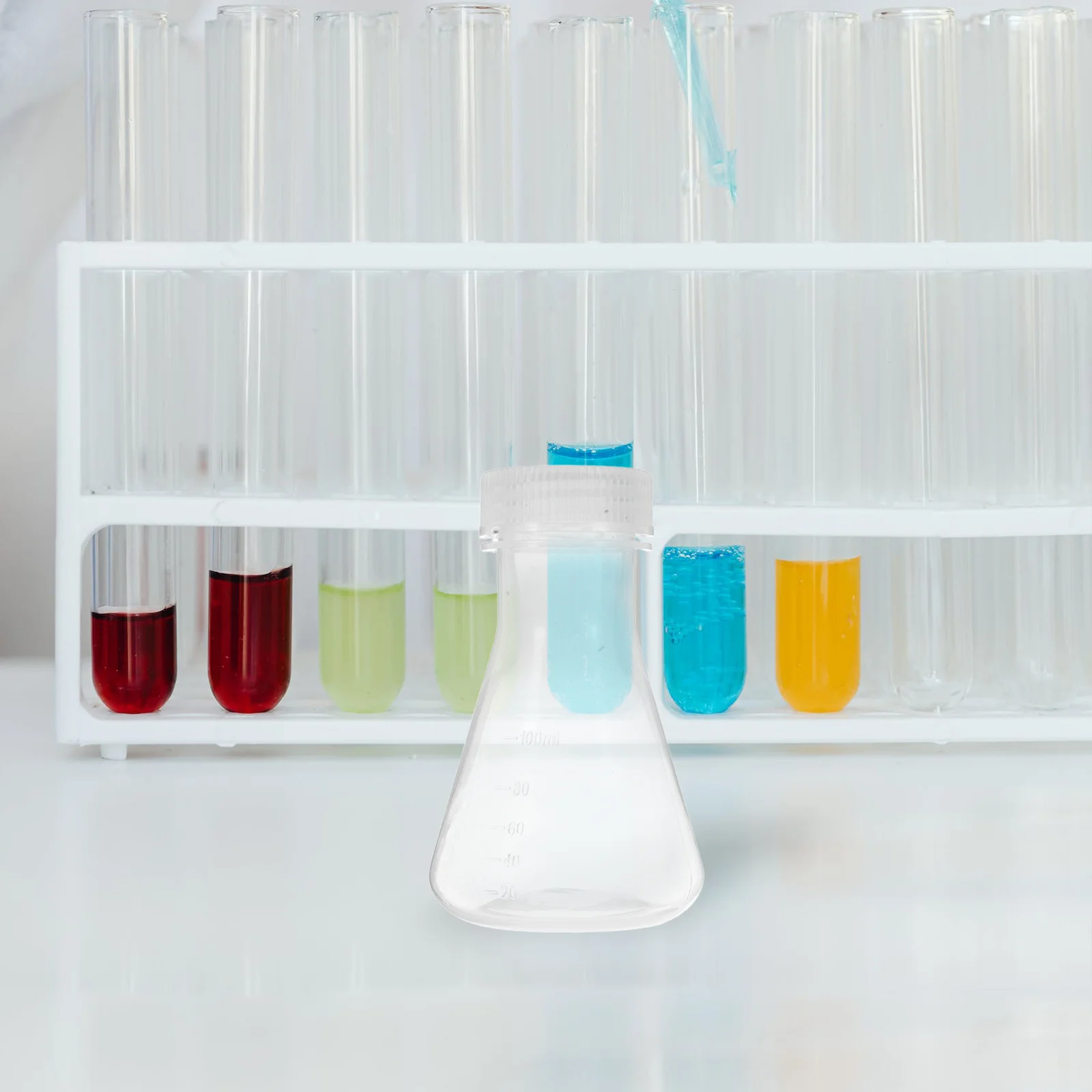 

5 Pcs Flask Conical Experiment Container Erlenmeyer Plastic Chemistry Flasks Lab Stoppers