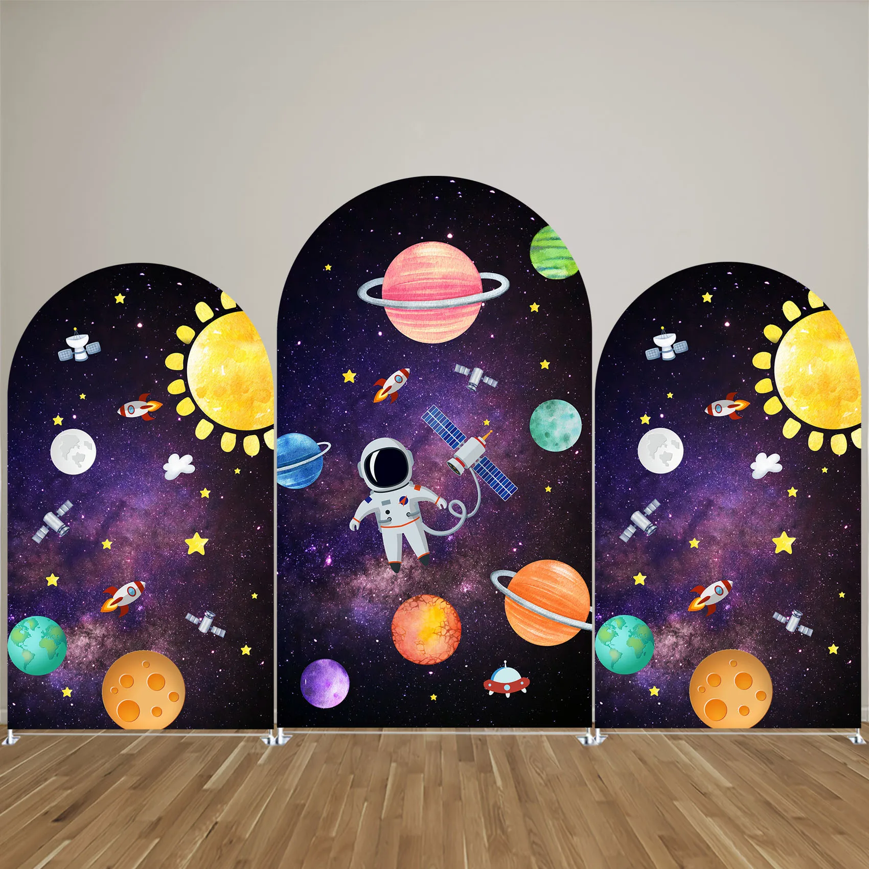 

Universe Galaxy Arch Backdrop Cover for Birthday Party Astronaut Space Station Arched Stand Cover Baby Shower Decorations Props