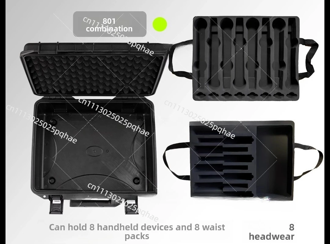 801 Combination Storage Box with 8Pcs Microphone Fanny Pack Headwear Earphone Monitor Performance Plastic Case