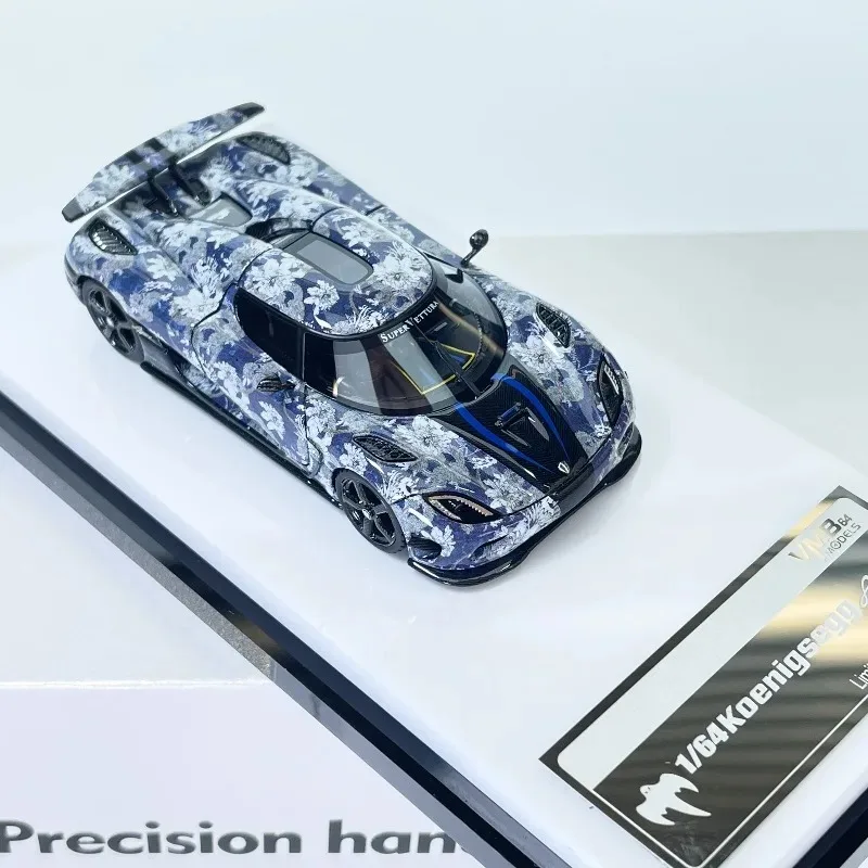 VMB 1/64 Agera Blue and White Porcelain Coating Resin Motor Vehicle Toy Die-casting Metal Model Collection Boy Christmas Gift