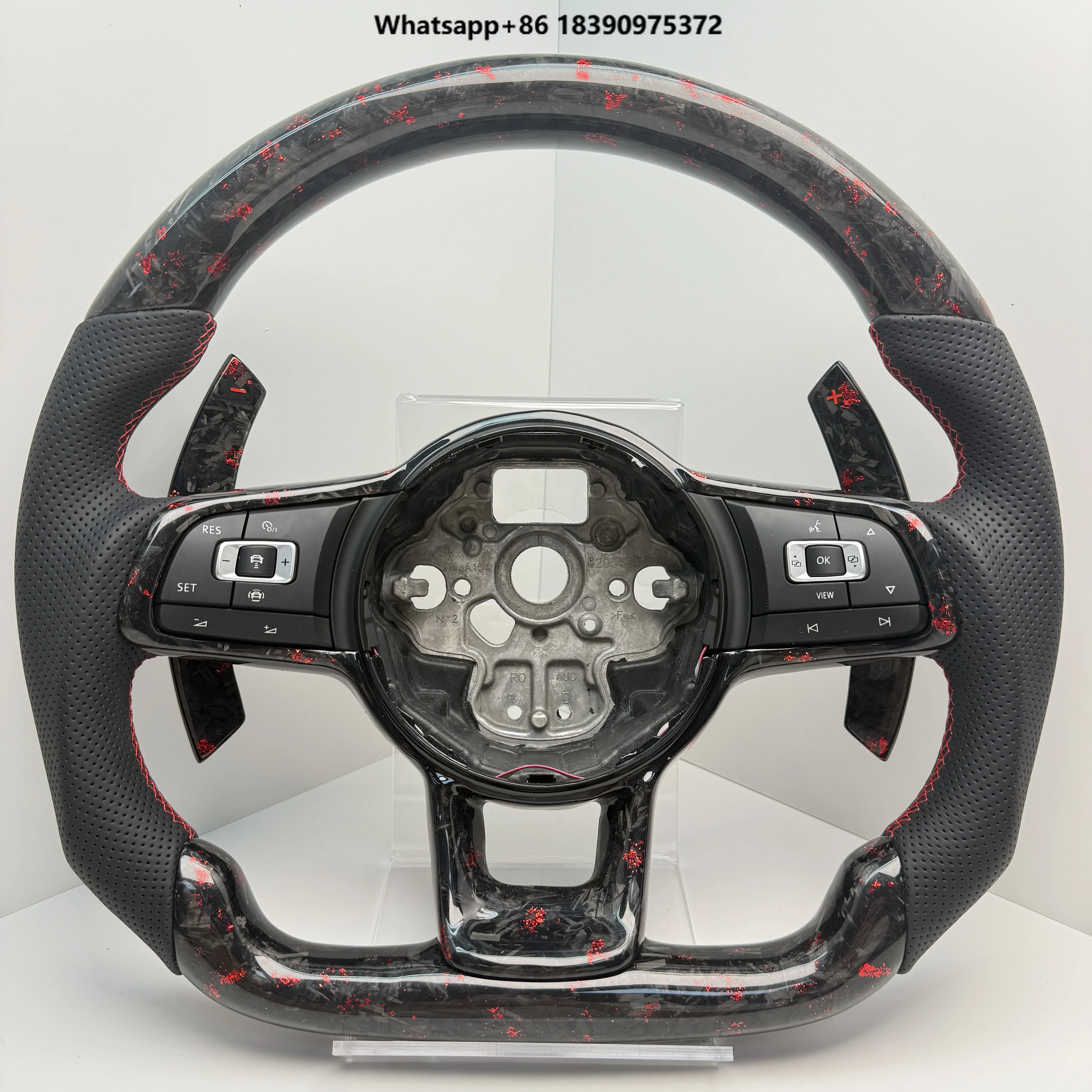 Sport New Sports Perforated Leather Forged Carbon Fiber 4-Spoke 50MM Grip Steering Wheel for 3 A7