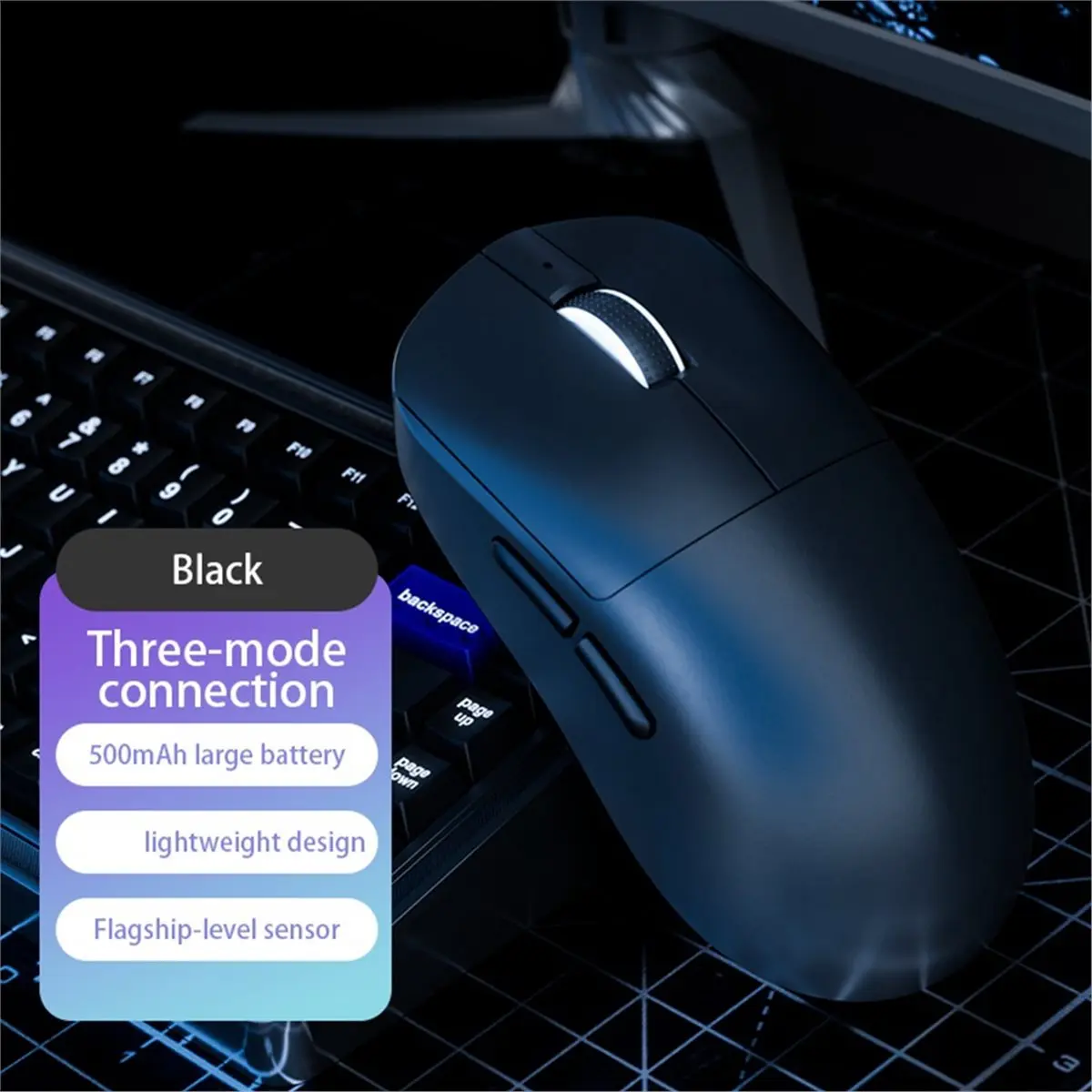 Rechargeable Wireless Bluetooth Mouse Portable 2.4G Wireless Mouse Quiet Click USB Mice for Laptop Computer Black