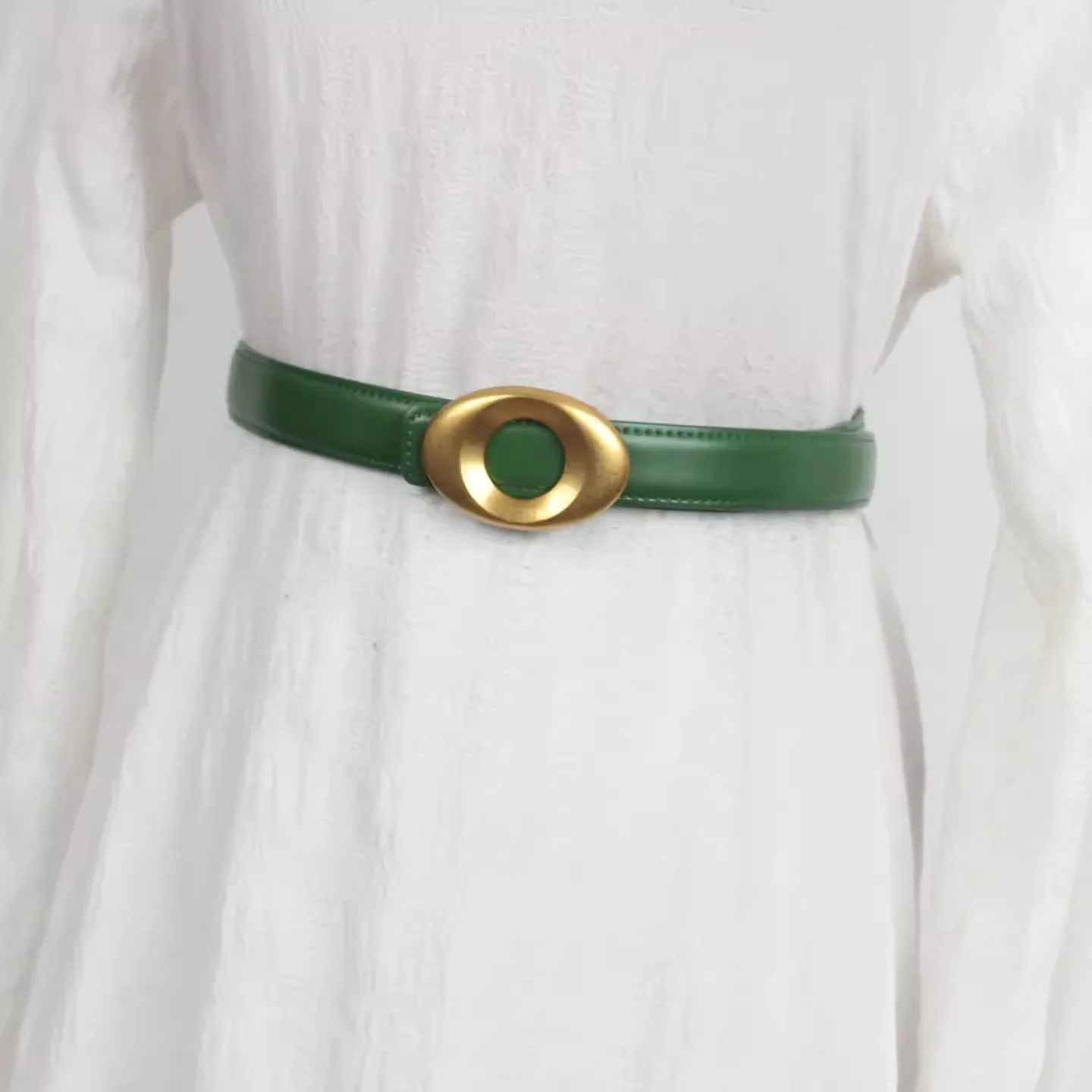 Damen-Korsett aus echtem Leder im Vintage-Stil mit goldener Schnalle, weiblicher Kummerbund, Mantel, Taillengürtel, Kleid, Dekoration, schmaler Gürtel J1847 – Detail 4