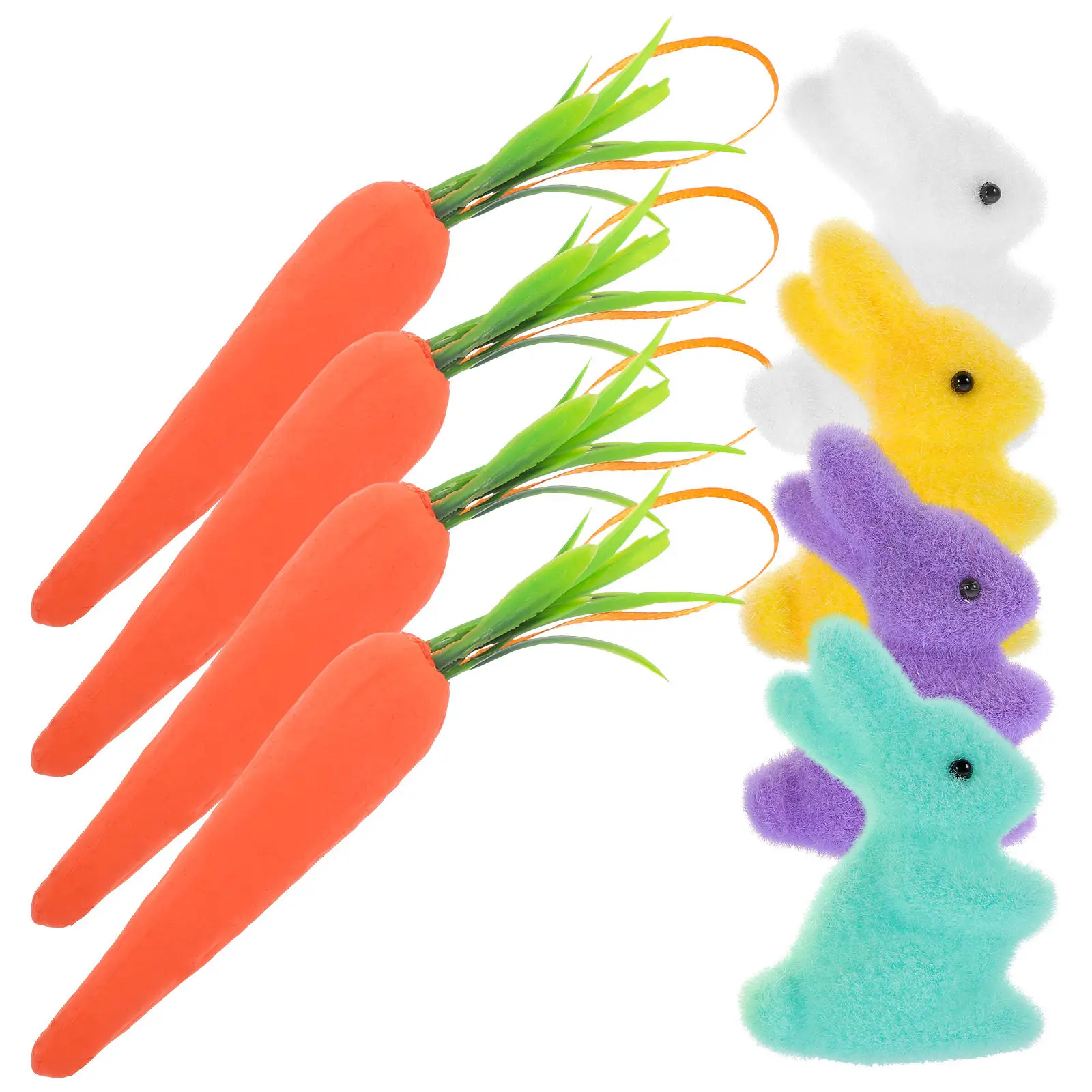 

8Pcs Premium Foam Easter Carrot Bunny Decoration Set Festive Tabletop Mantel Display Ornament for Easter Party Decor