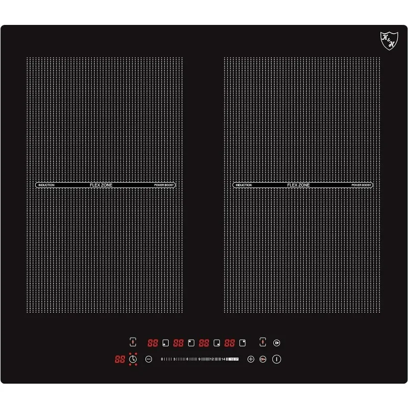 4 Burner 24 Inch Built-in Induction FLEX Electric Stove Top Ceramic Cooktop SLIDER Touch Control 240V 6800W IN24-6004FLX