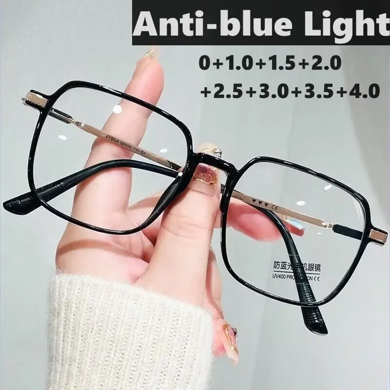 Large Oversized New Trend Reading Glasses Classic Anti-blue Light Presbyopia Eyewear Men Women Farsighted Eyeglasses Degree+4.0