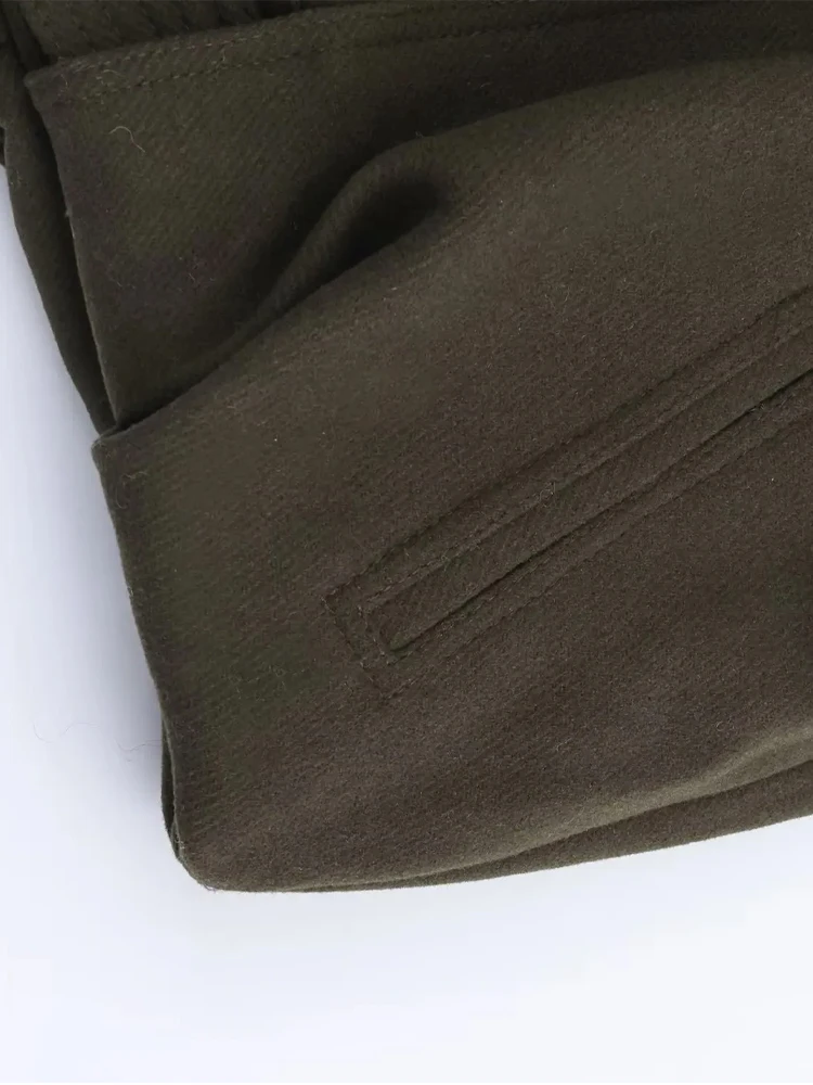 

HH Women Autumn High Collar Single Breasted Pocket Decoration Long Sleeve Casual Jacket Woman Chic Solid Loose Street Short Coat