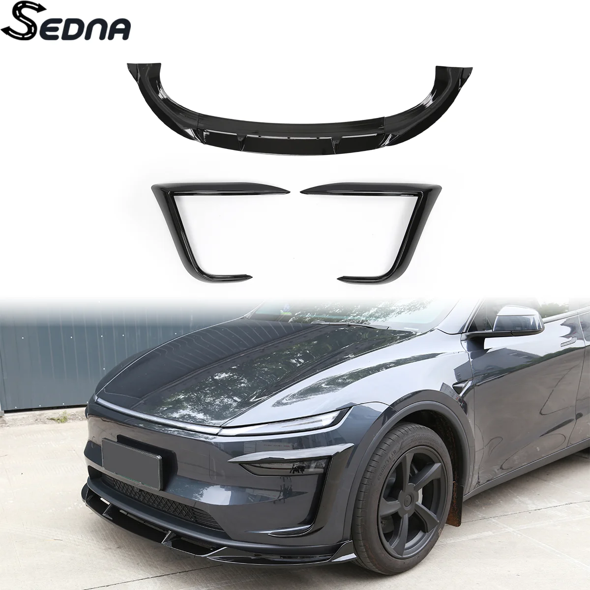 

For Tesla 2025+ Model Y Juniper 3PCS Front Bumper Splitter Lip Shovel Canards Car Tuning Guard Modification Parts Accessories