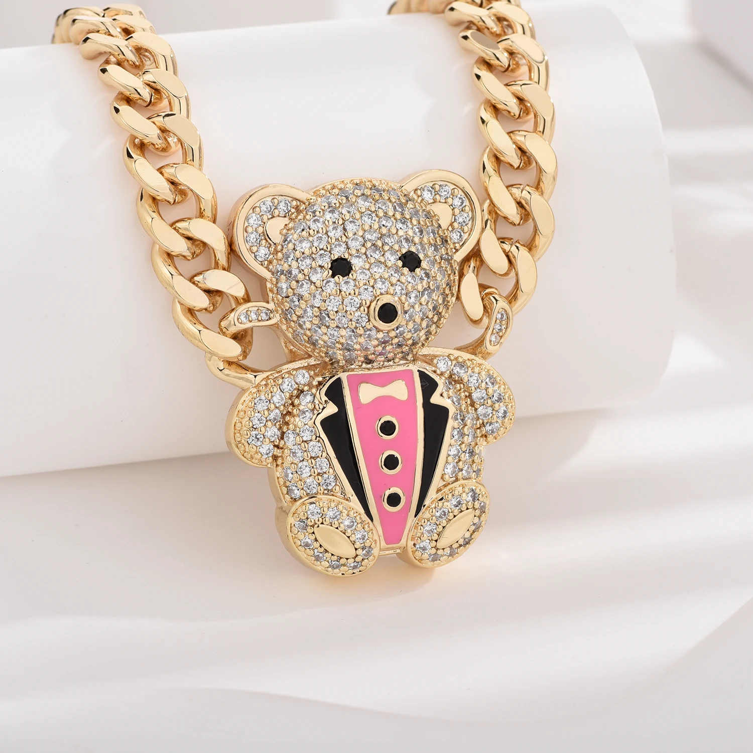 Ties for men and women are Teddy Bear, necklaces + pendants, hip-hop decorative jewelry for men and women Weight: about 85g