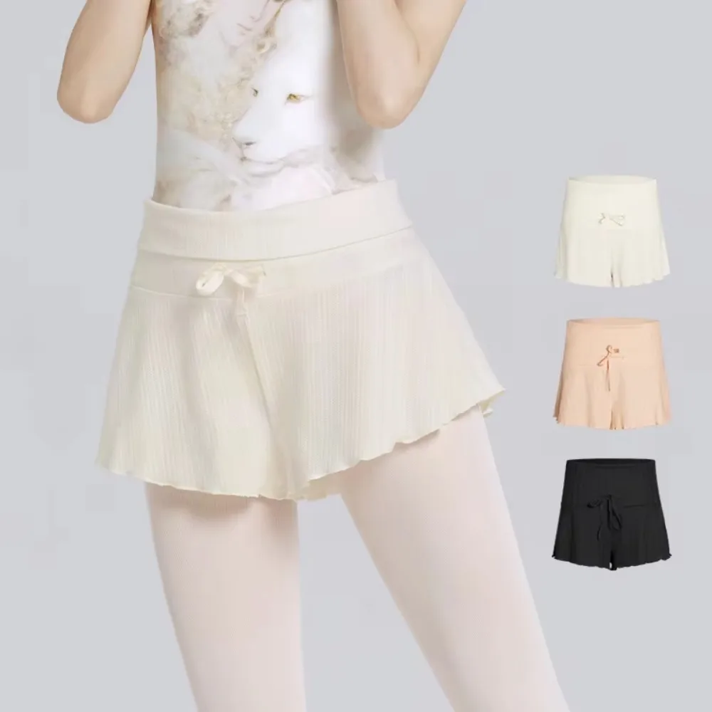 

Flowy High-Waist Ballet Dance Shorts Drawstring Tie-Up Adjustable Waist Yoga Pants Breathable Dance Gym Shorts Adult Women