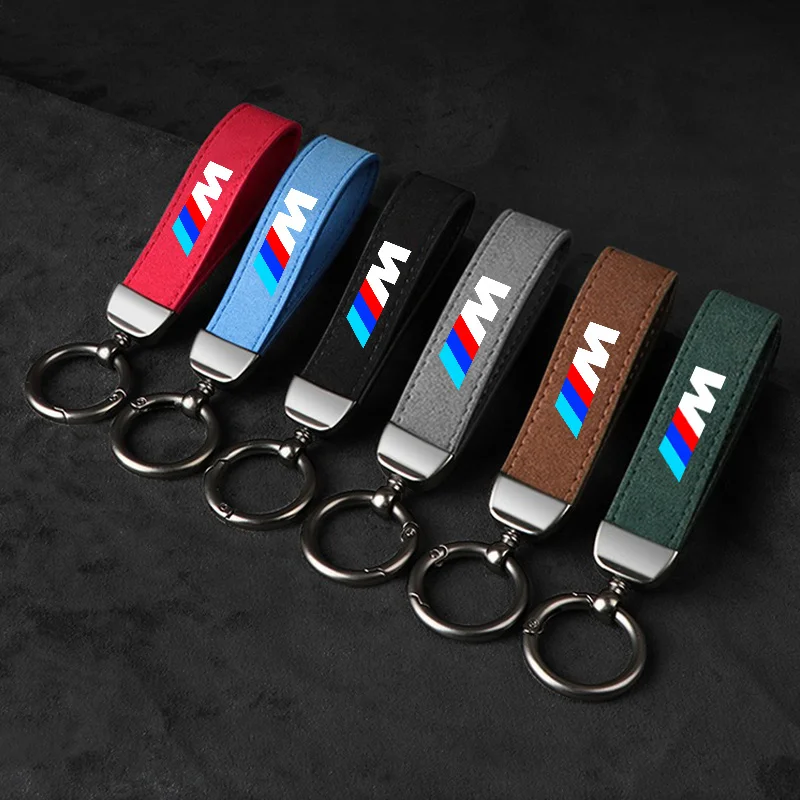 Car Suede Keychain Leather Key Chain For BMW M Power Performance M3 M5 X1 X3 X5 X6 E46 E39 Car Key Strap Waist Wallet Keyrings