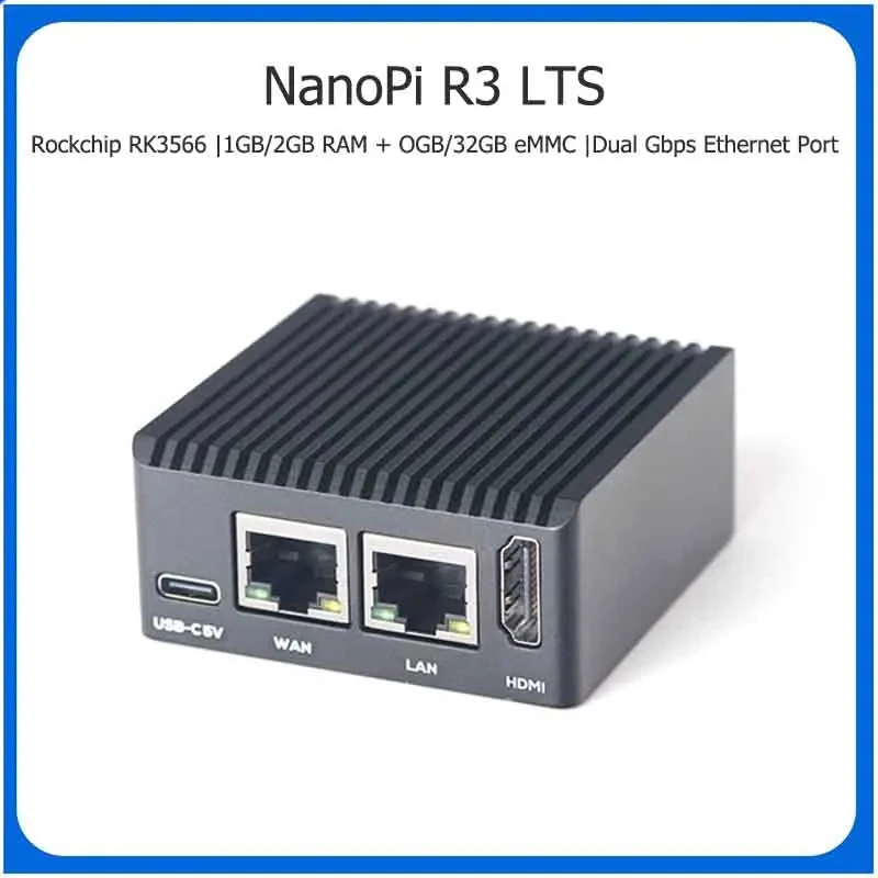 NanoPi R3S LTS Development Board Mini Linux IoT Router With  Metal Case RK3566 With Dual 2.5GbE Ports CNC 2G/1G