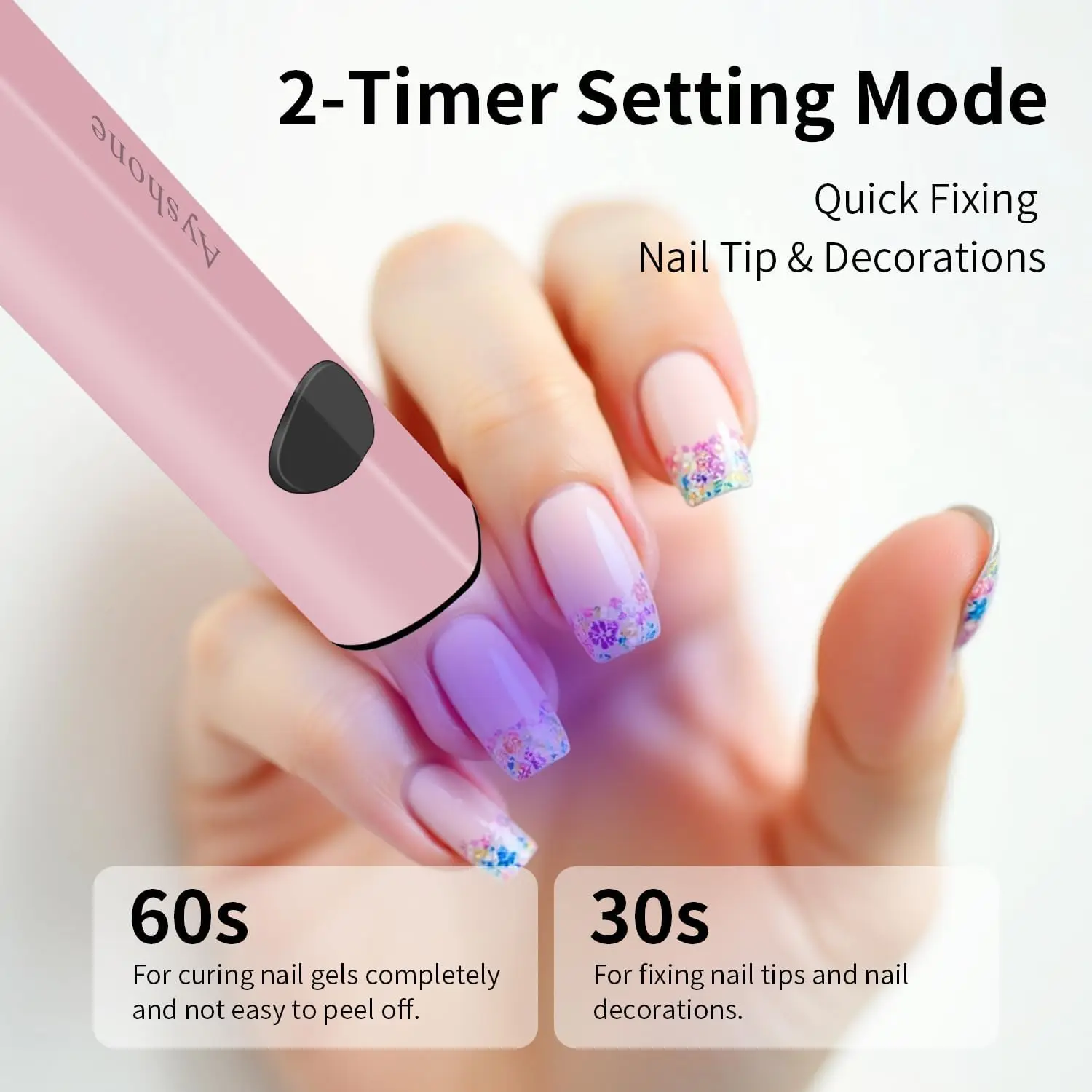 مصباح أظافر LED لاسلكي بالأشعة فوق البنفسجية، مجفف أظافر جل USB قابل لإعادة الشحن بسرعة 8X، وردي