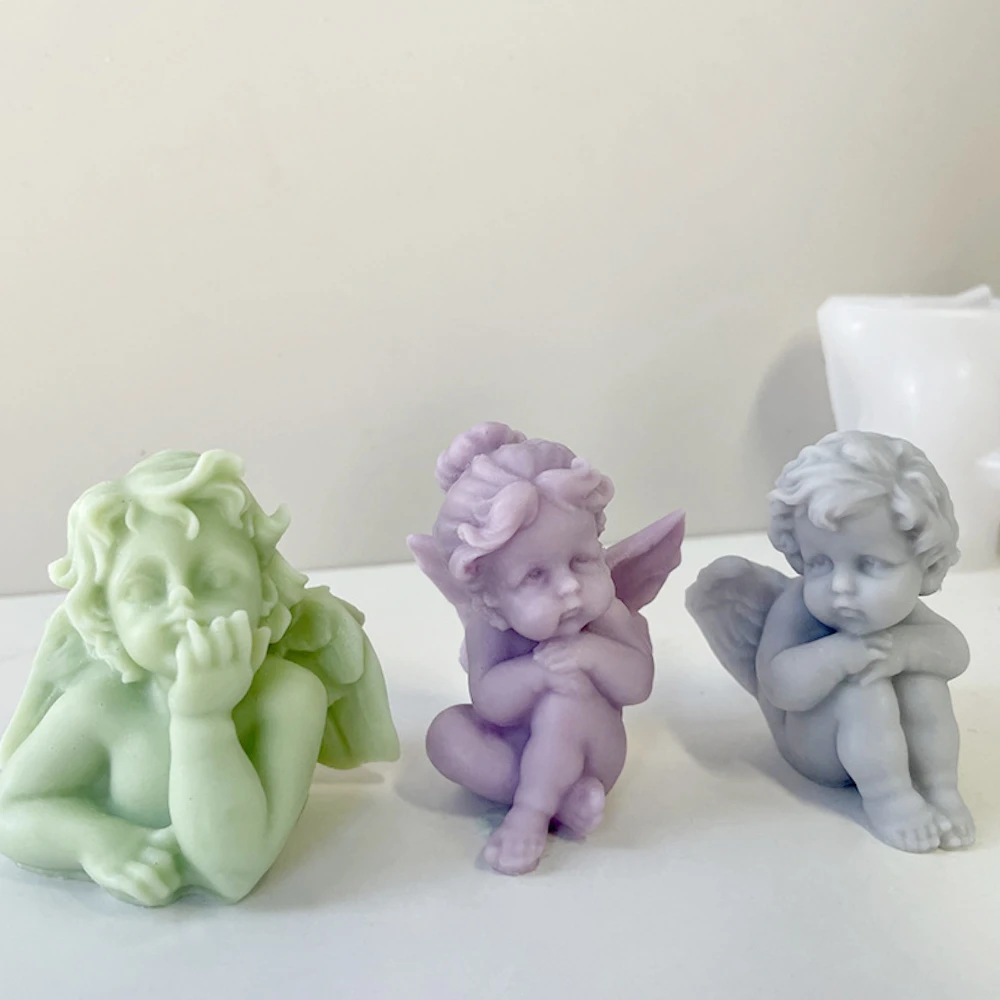 Multi Style Wings Angel Candle Silicone Mold Human Baby Gypsum Doll Making Tool Cupid Resin Wedding Decor Birthday Gifts for Mom