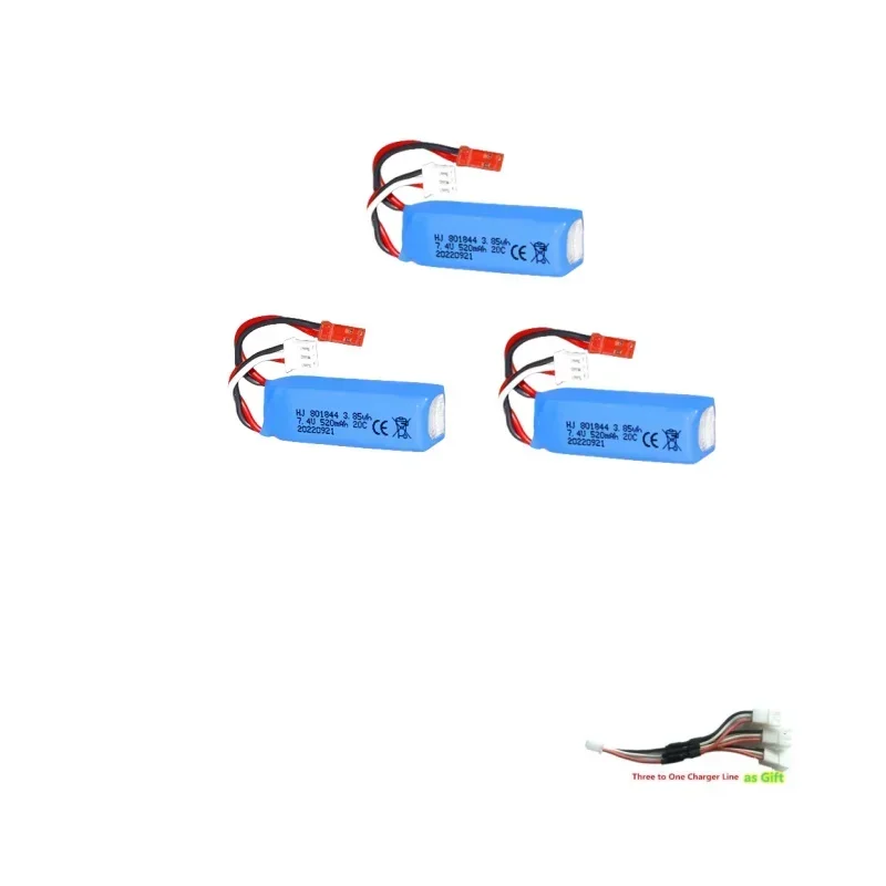 HG4-58 RC Truck Car Spare Parts  Battery HG4-58 Car Battery 7.4V 520Mah USB 3 To 1 Line HG4-58 Truck Accessories