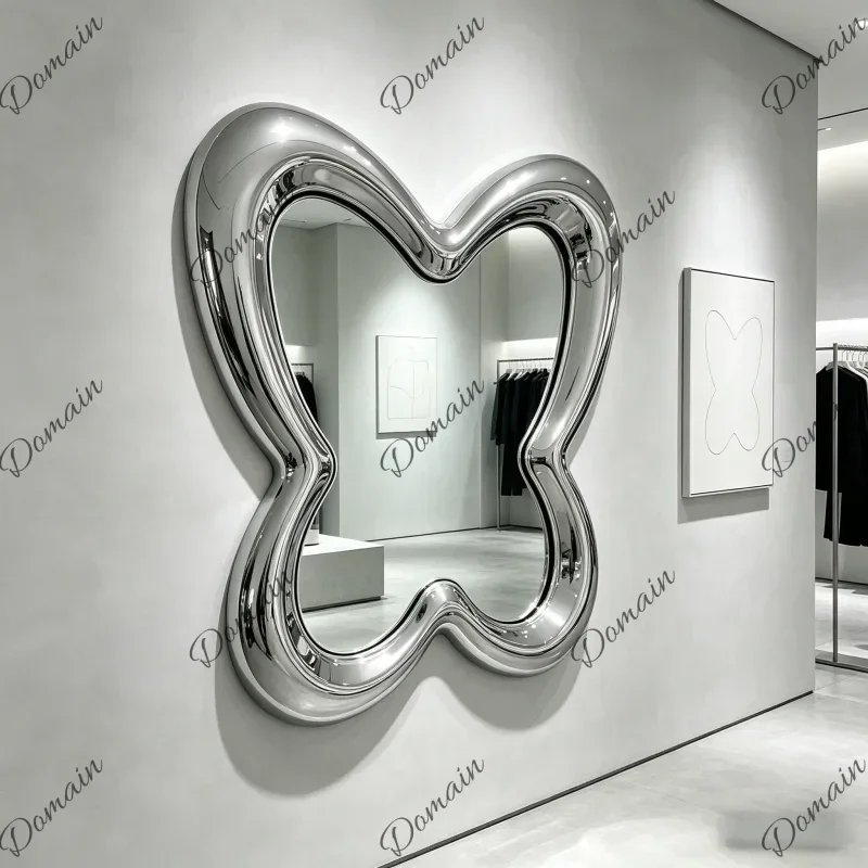 Stainless Steel Butterfly Mirror Home Villa Shop Hotel Decorative Reflective Metal Art Wall Decor for Interior Design