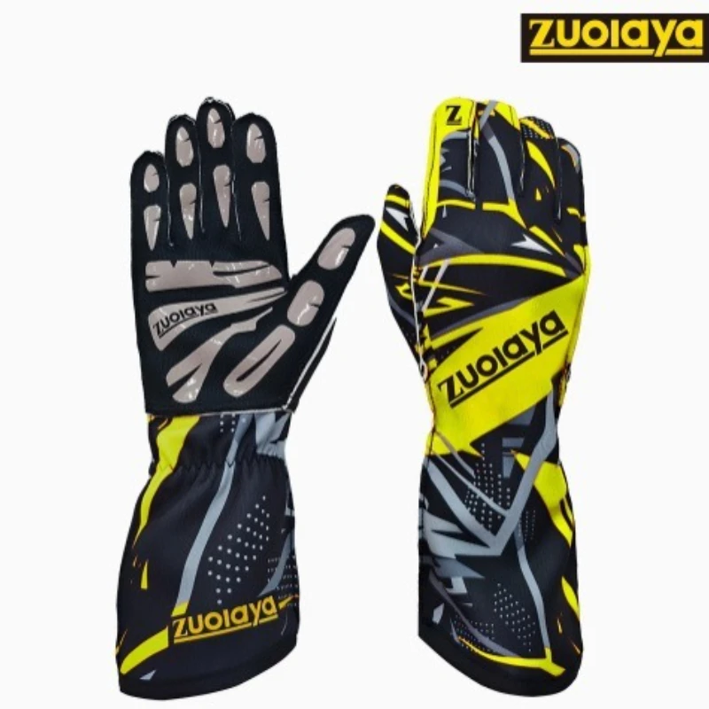 

Длинные гоночные перчатки Kart с противоскользящим покрытием, легким, износостойким силиконом на всю ладонь, можно рисунком на логотипе наружного шва