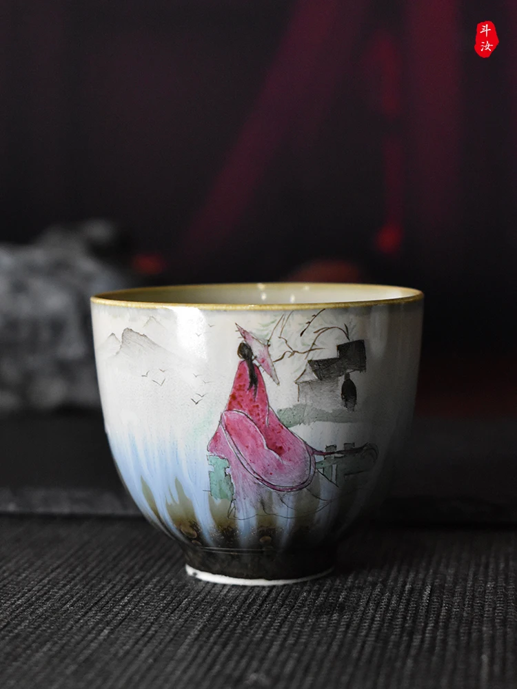 

Расписанная вручную чайная чашка из Цзиндэчжэня, высококачественная, с цветной глазурью, китайская, одиночная, большая, для дам, для изысканной сервировки стола