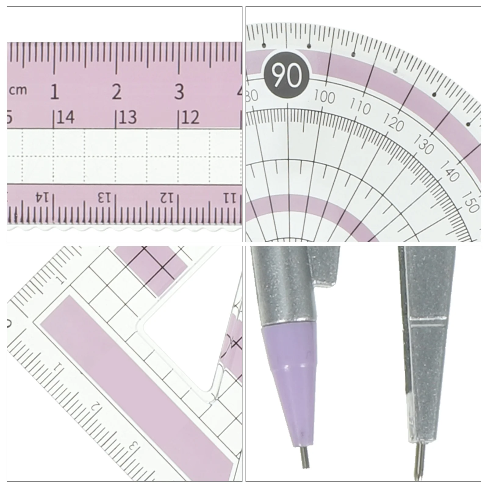 Ruler Set Drawing Triangle Multi-functional Kit Major Professional Geometry Protractor Wrought Iron Plastic Compass and