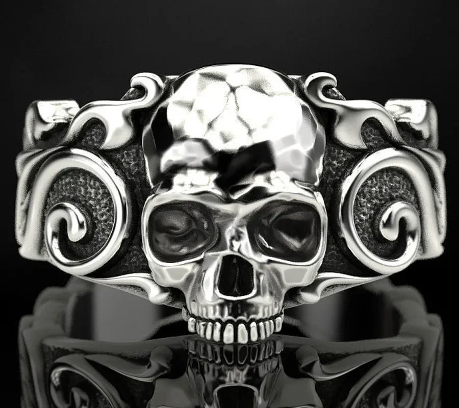 

9.5g Skull Patterns Mens Rings Customized 925 Solid Sterling Silver Rings Many Sizes 7-11