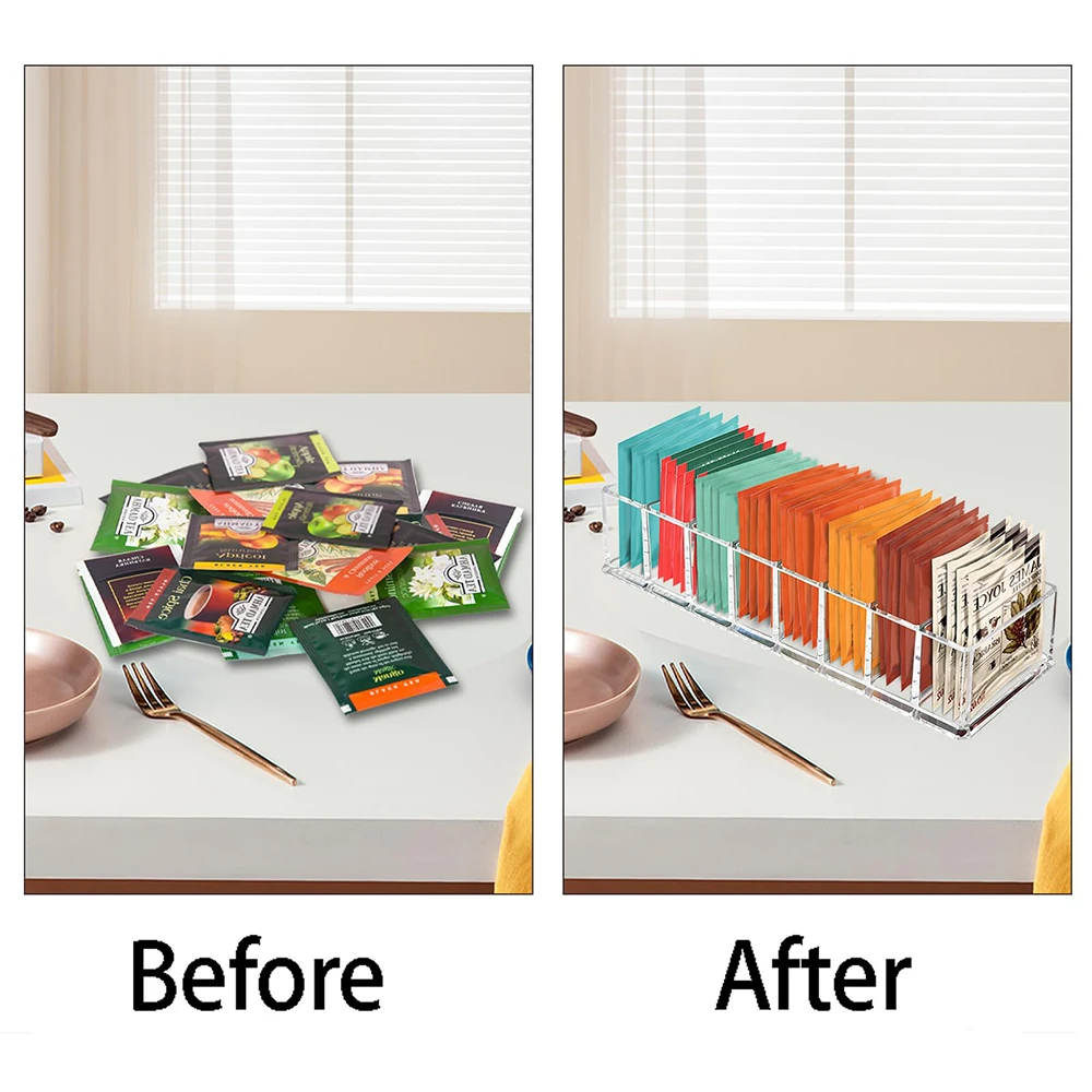 Tea Bag Storage Box Kitchen Storage Drawer Basket Cabinet Countertop Storage Box Coffee Tea Sugar Storage Supplies
