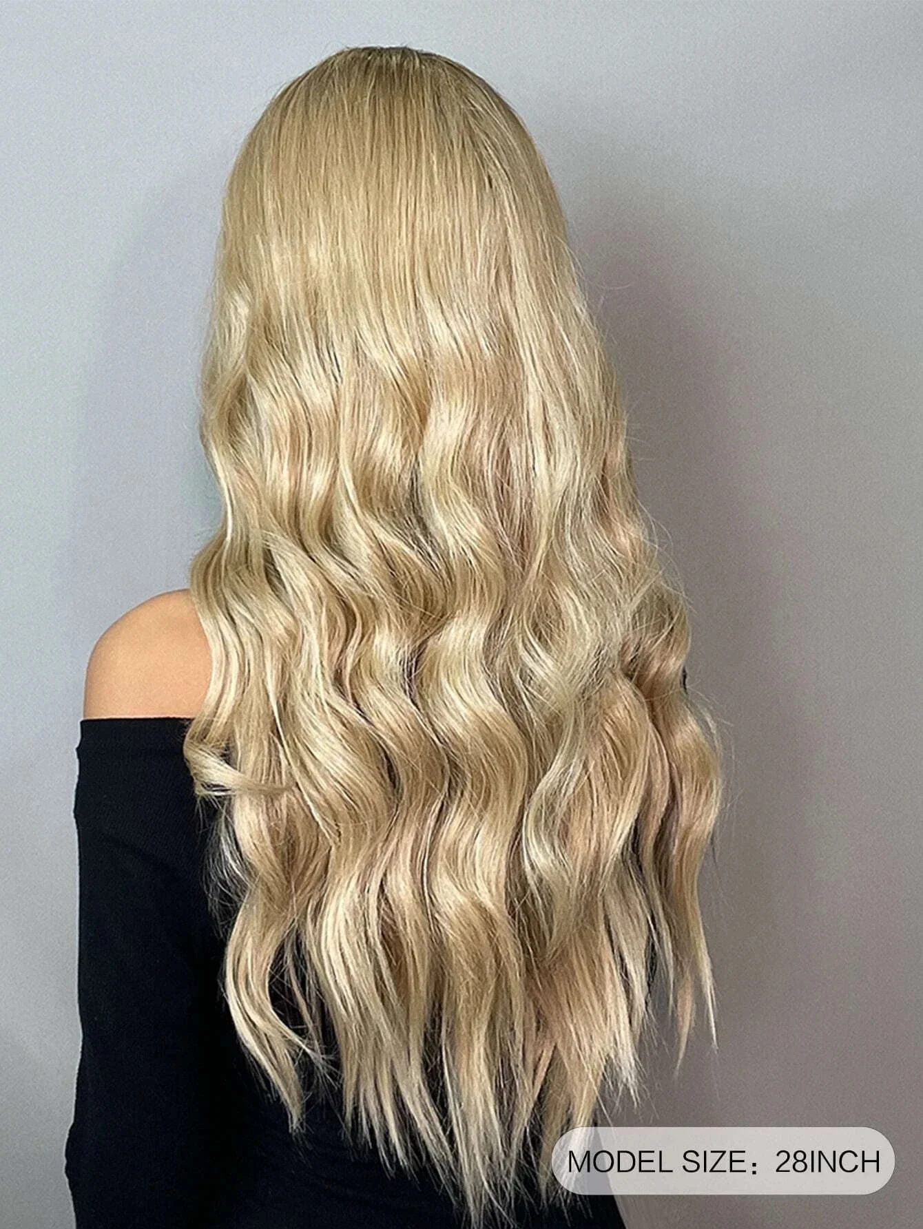 Peluca de encaje frontal para mujer, pelo largo ondulado sintético, pelo rubio claro degradado, resistente al calor, 28 ", 180% de densidad