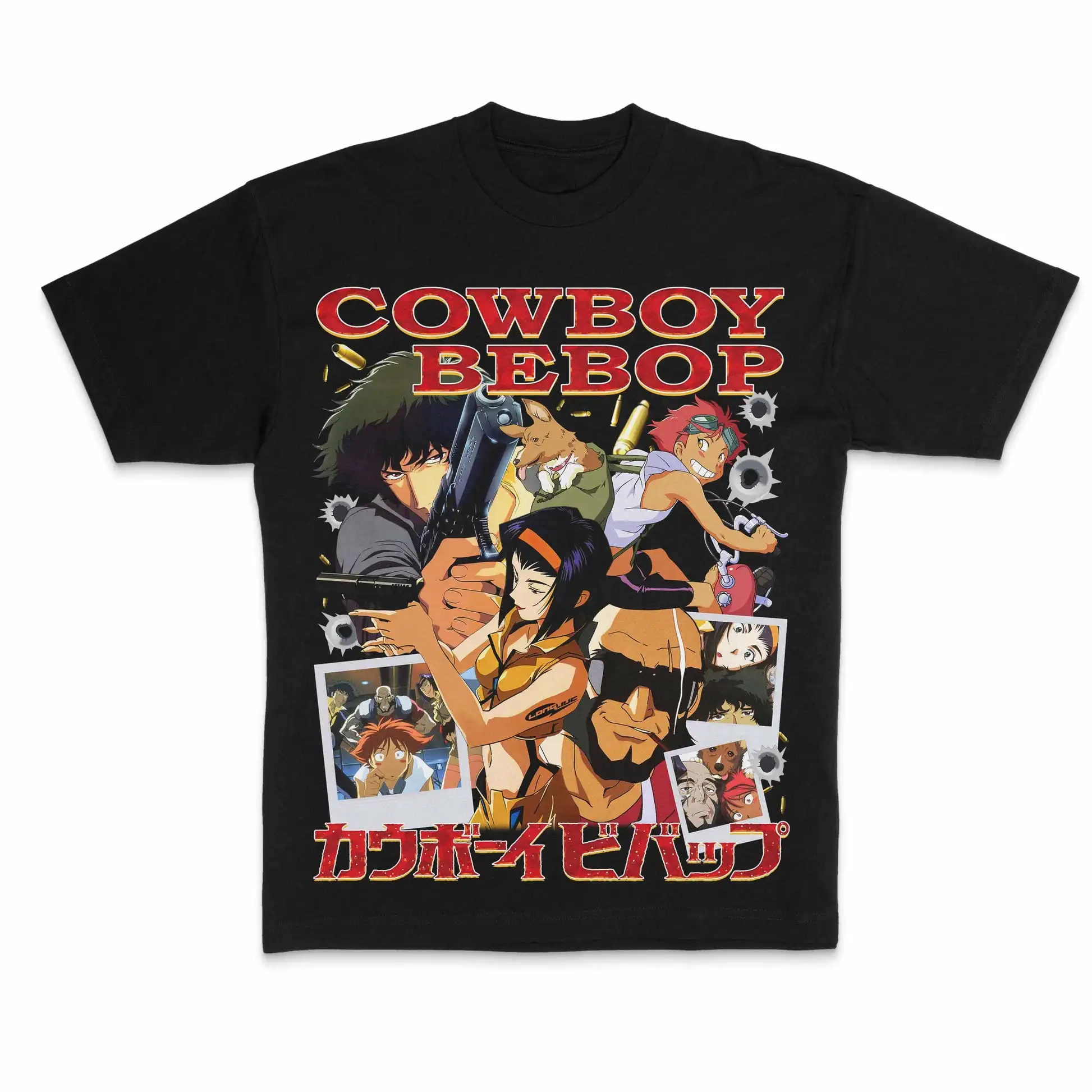 Camiseta con gráfico de Anime Cowboy Bebop, ropa informal de algodón para hombre, camiseta Retro de manga corta con cuello redondo
