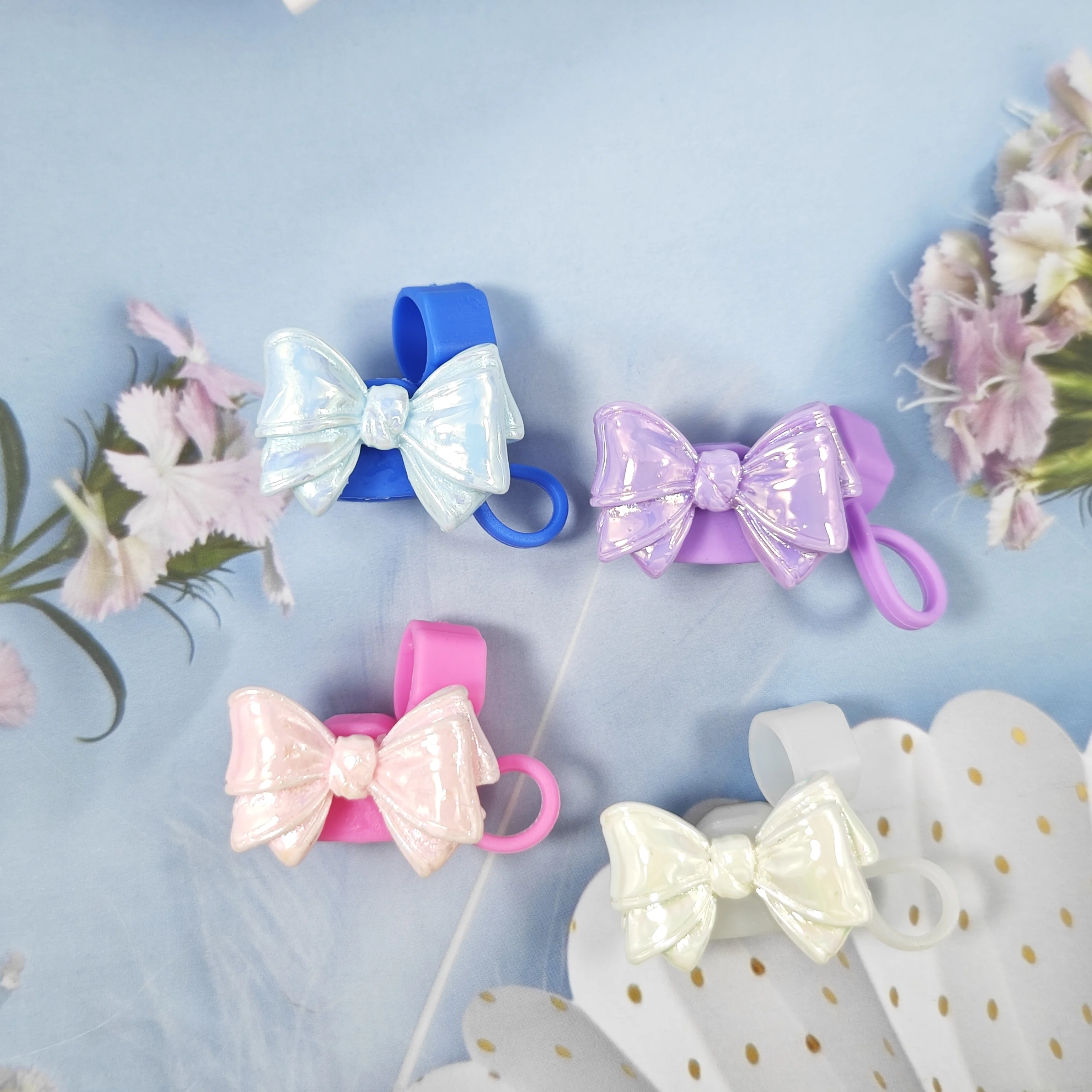 Cute Bow Straw Cap Dust Stopper Recyclable Straw Cap