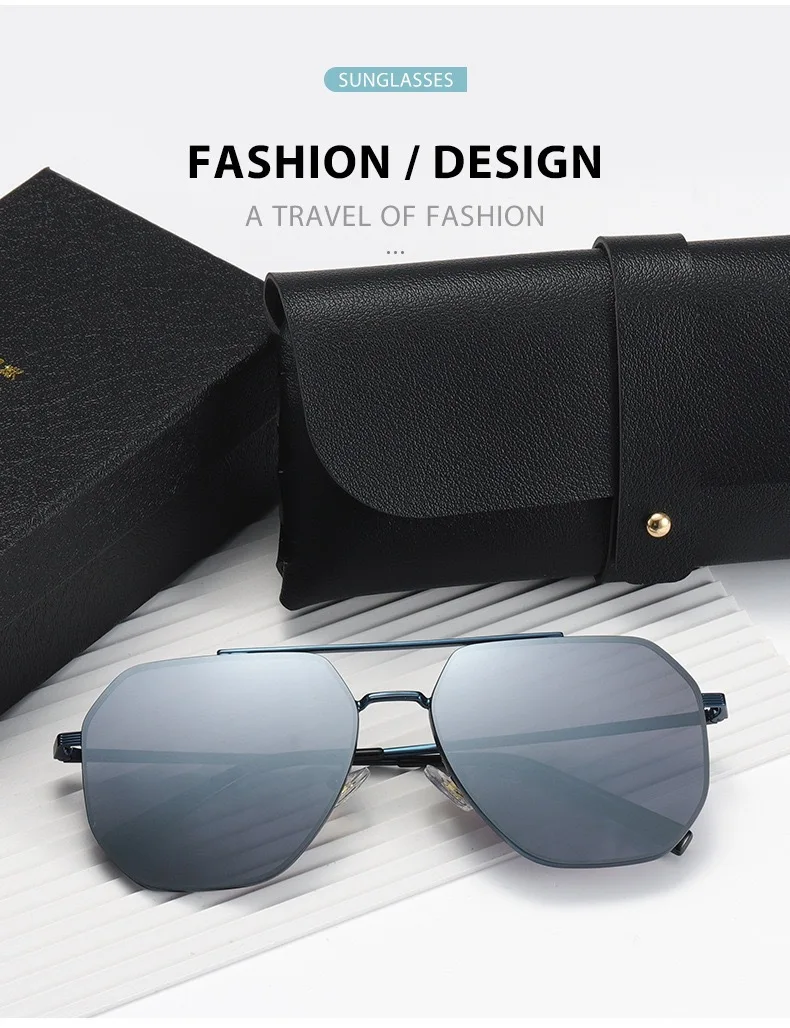 Sonnenbrille mit Metallrahmen für Herren, hochauflösende Unisex-Sonnenbrille, Angeln, Sonnenschutz, Uv400, Sommerbrille, Spiegellinsen, Schutzbrille – Detail 11