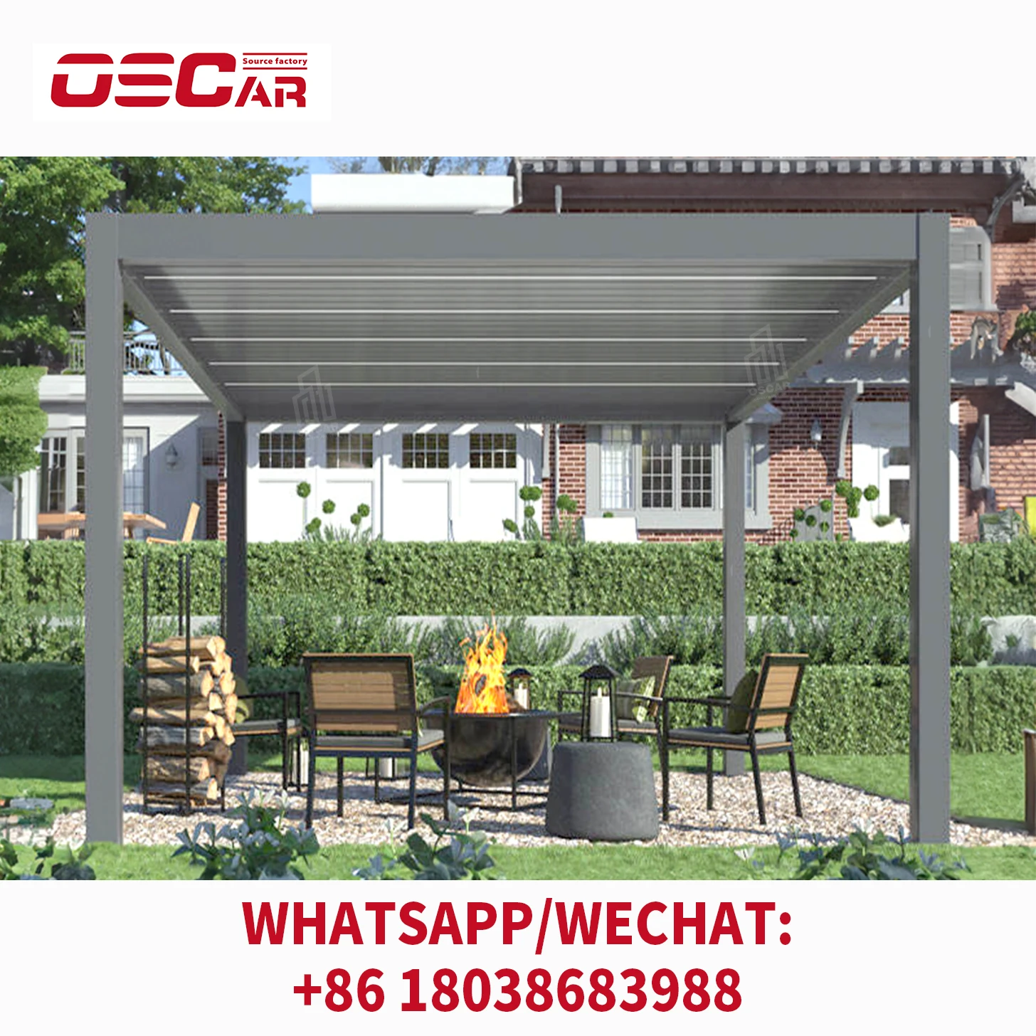 Manual bioclimatic pergola electric aluminum pergola for yard garden