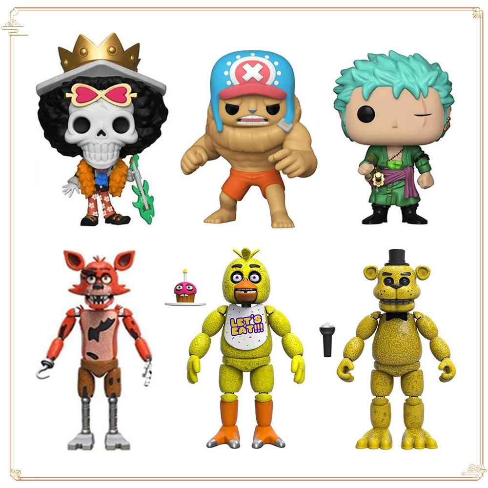 FUNKO Pocket Toy Action Figures Classic Cartoon Dolls Roronoa Zoro Brook Birthday Fun Model Ornaments Christmas Collection Gifts