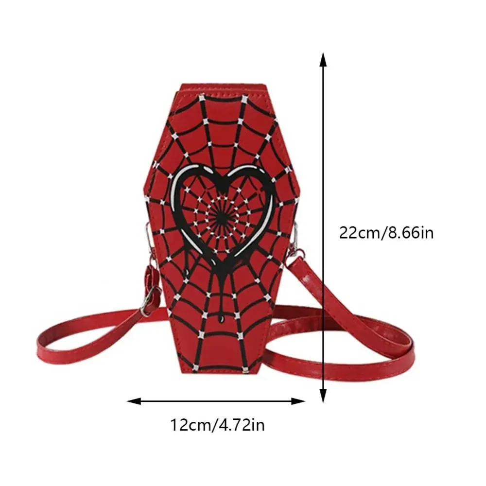 Women Fashion Shoulder Bag Large Capacity Coffin Shaped Casual Satchel Bag Adjustable Strap Spider Web Halloween Gift view 6