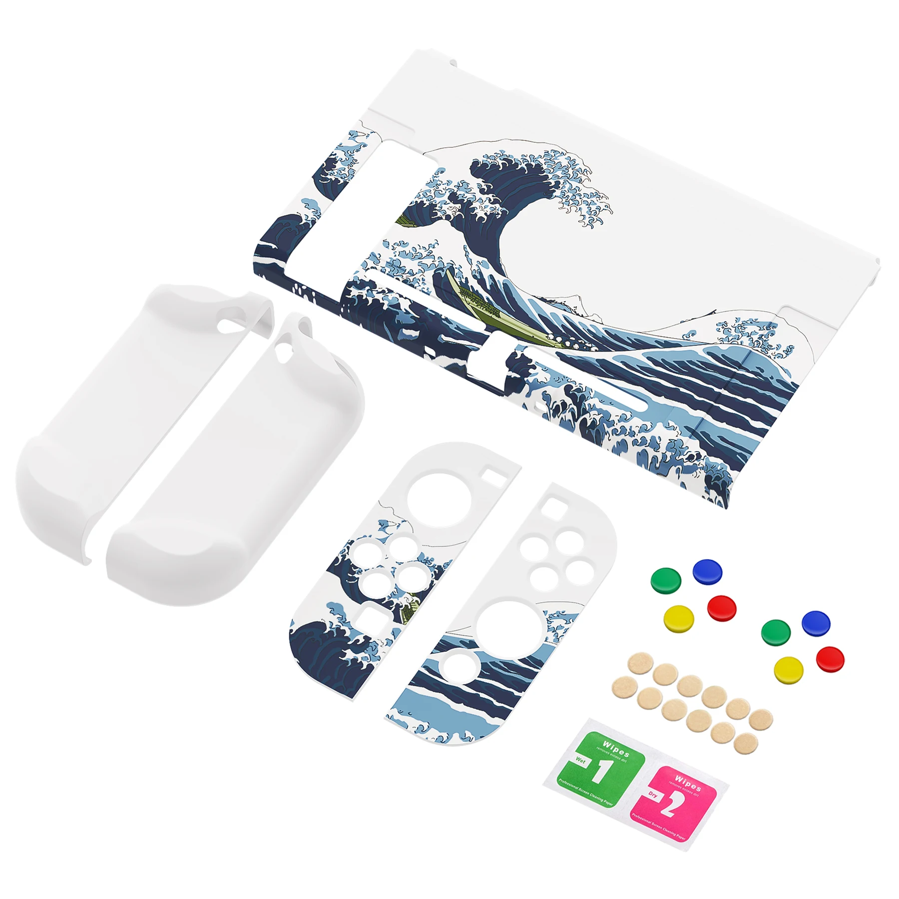 PlayVital, oddzielny twarda osłona ochronny dla Nintendo przełącznika z bocznymi przyciskami kierunkowymi-wielka fala