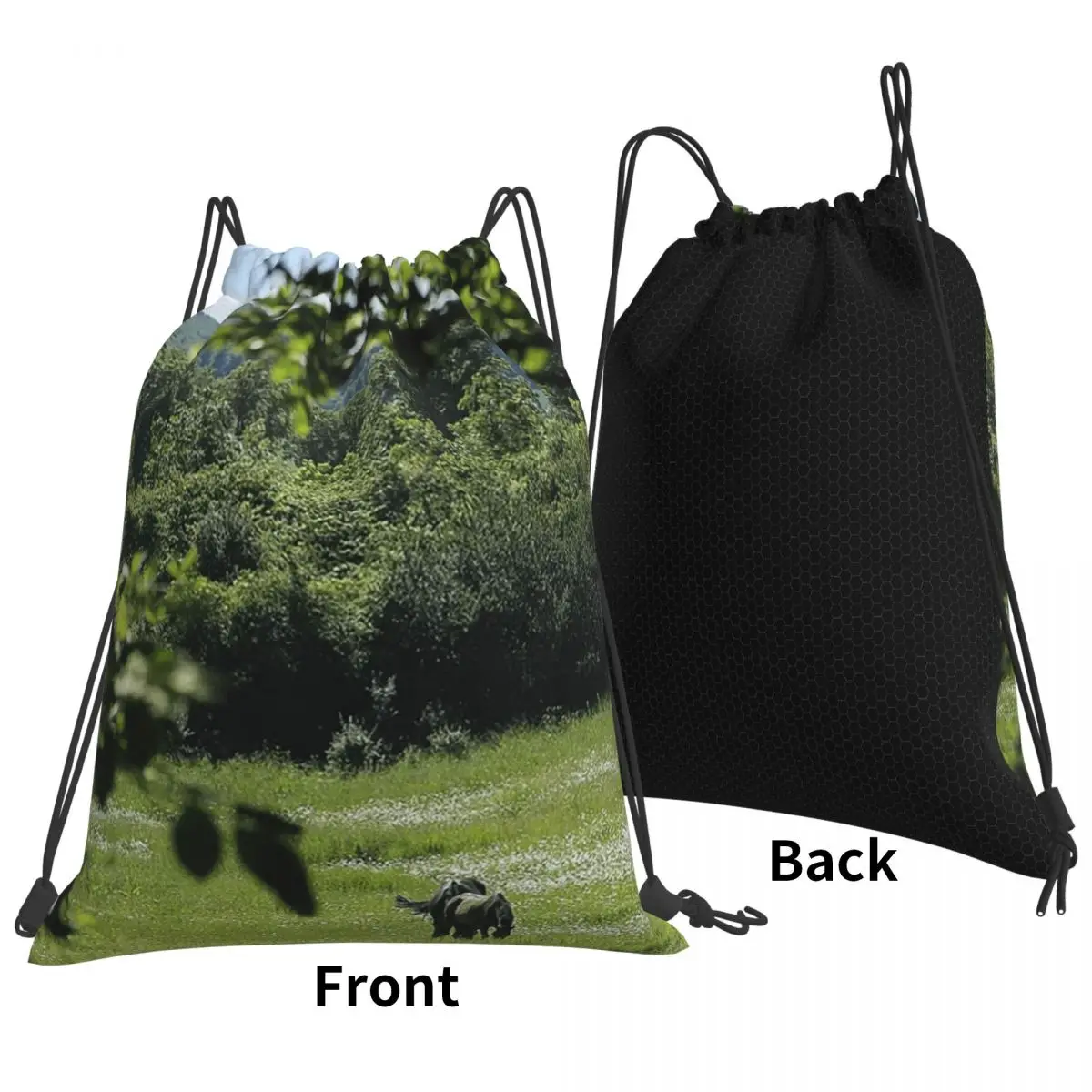 Horses In The Meadow Backpacks Multi-function Drawstring Bags Sports Bag Book Bags for Travel Students