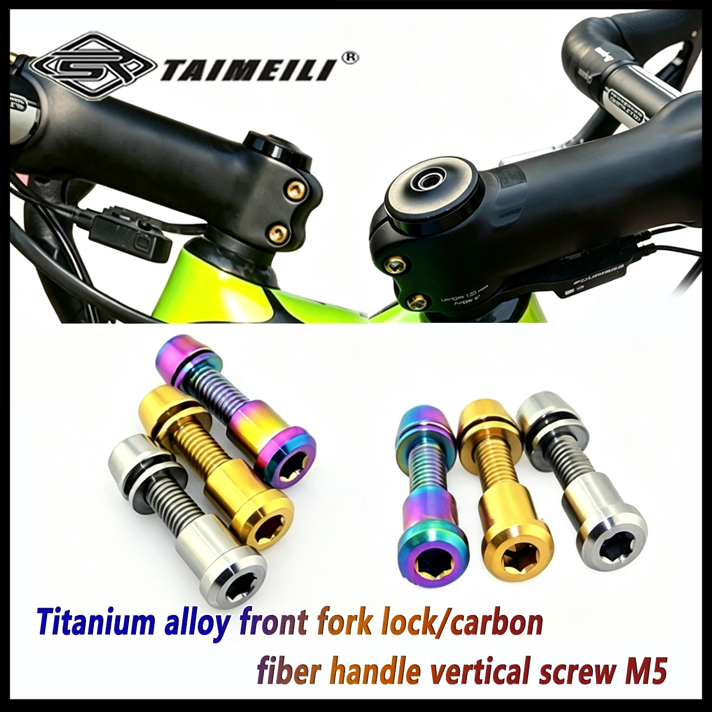 TAIMEILI 2PCS titanium alloy bolt double headed nut kit M5x16/18/20mm - suitable for 3T handle/fork fixing screw