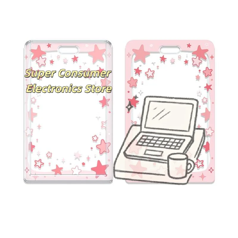 Transparent ID Card Holder Sliding Cover with Star Theme for Portable and Secure Use