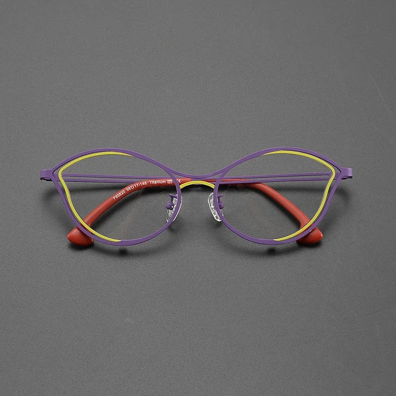 

Художественный дизайн, кошачьи глаза, ультралегкие очки в оправе из чистого титана, модные очки в стиле ретро, оптические очки по индивидуальному заказу