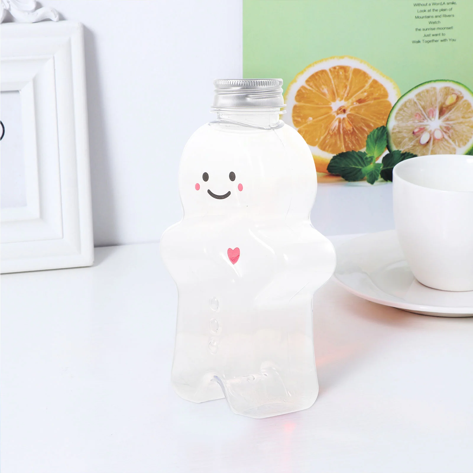 3 Sets Christmas Drink Bottle Hot Water Jars Bottles Clear Man Juice Container Gingerbread Containers Reusable Hat