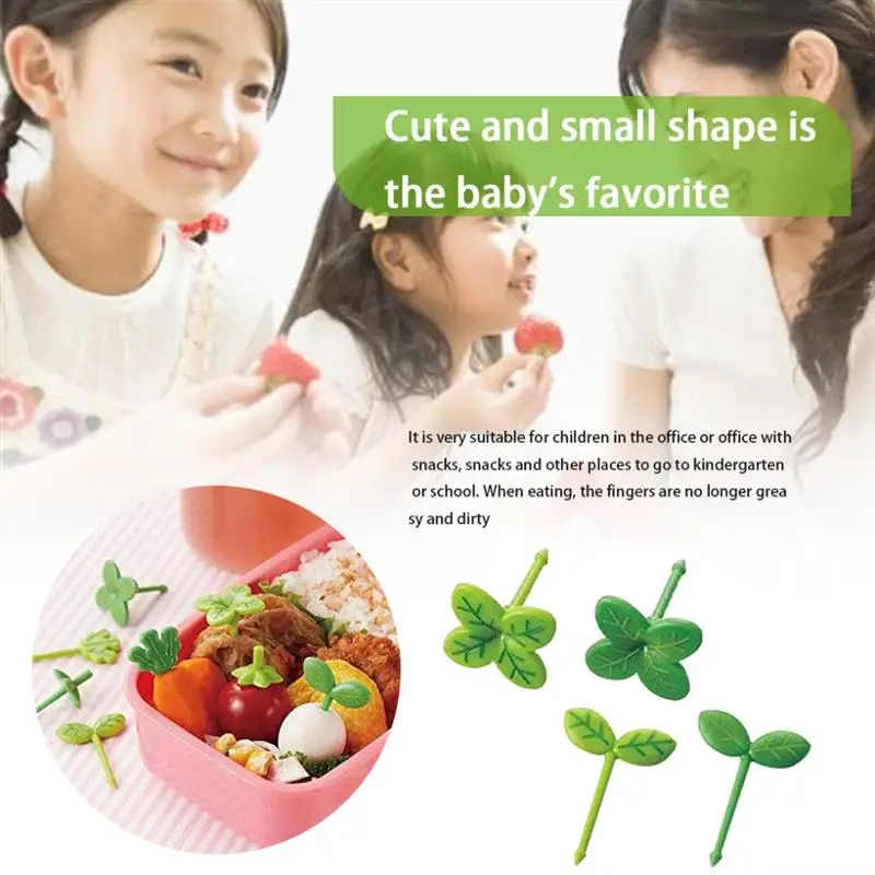 8pcs Fruit Fork Toothpick Four-leaf Clover Plastic Decoration Lunch Box Bento Food Picks Dessert Fork Bento Box Accessories