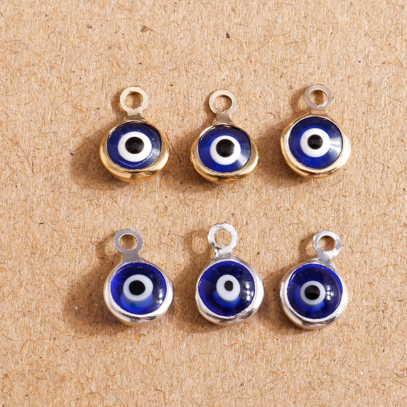 

60pcs 7x10mm Small Cute Evil Eye Charms Pendants for Making Necklace Earrings DIY Handmade Bracelet Jewelry Findings Accessories