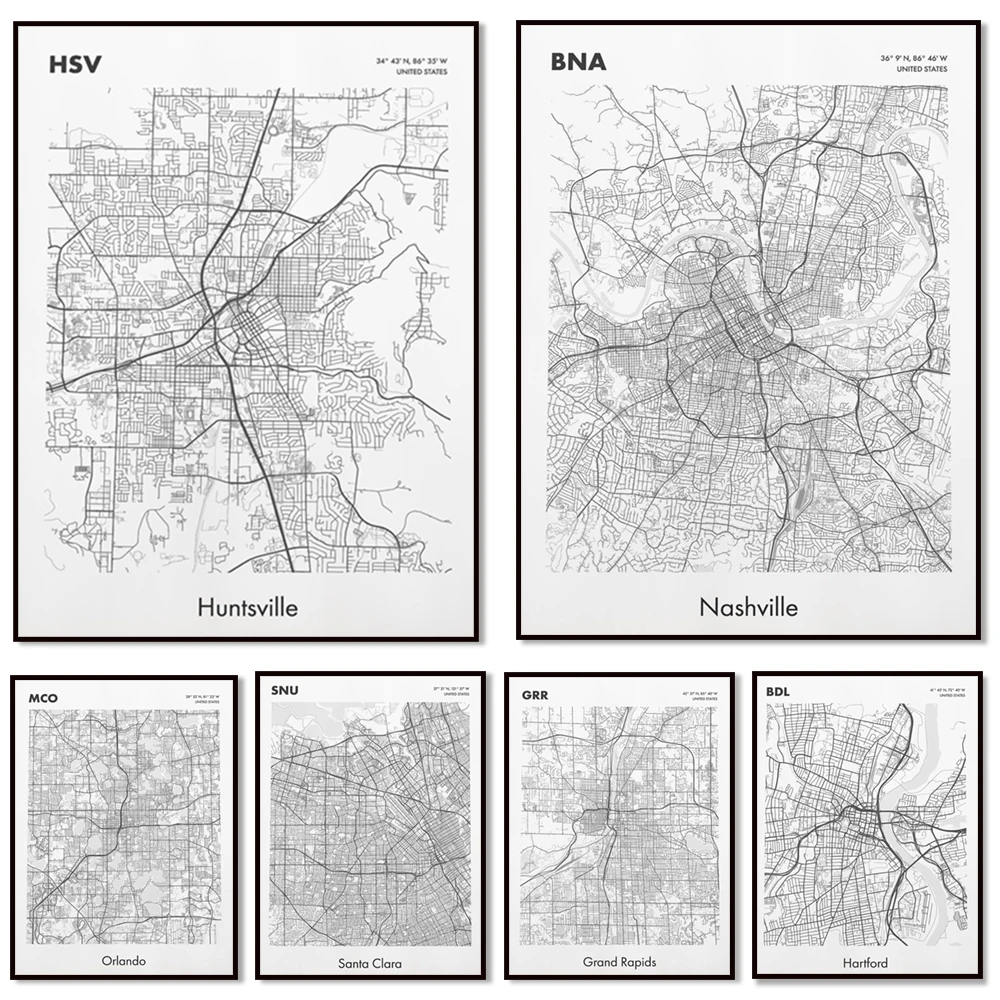 

Texas, Michigan City, Florida, Massachusetts, Tennessee, California, Connecticut, Canada, Nevada, Huntsville, Alabama map poster