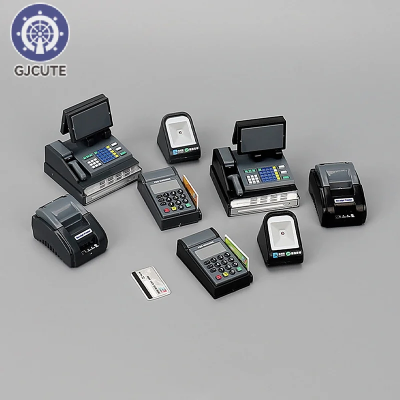 1Set Doll House Mini Supermarket Cash Register Card Machine POS Machine Doll House Scene Props Kids Play Pretend Toys