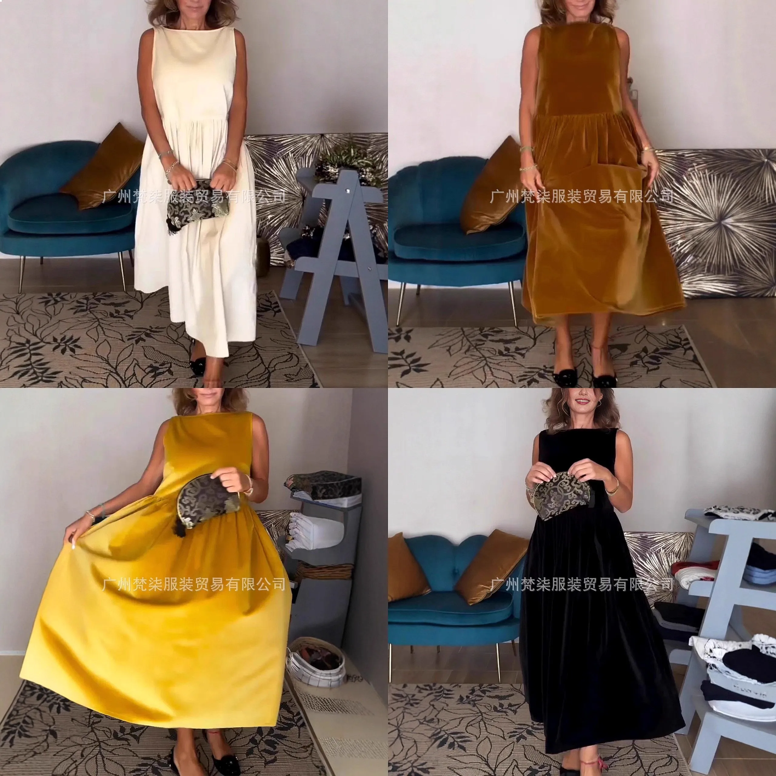 

Elegant Velvet Backless Bow Design Dress Women Summer Spring Velvet Dresses Jumpsuit Pants Playsuits