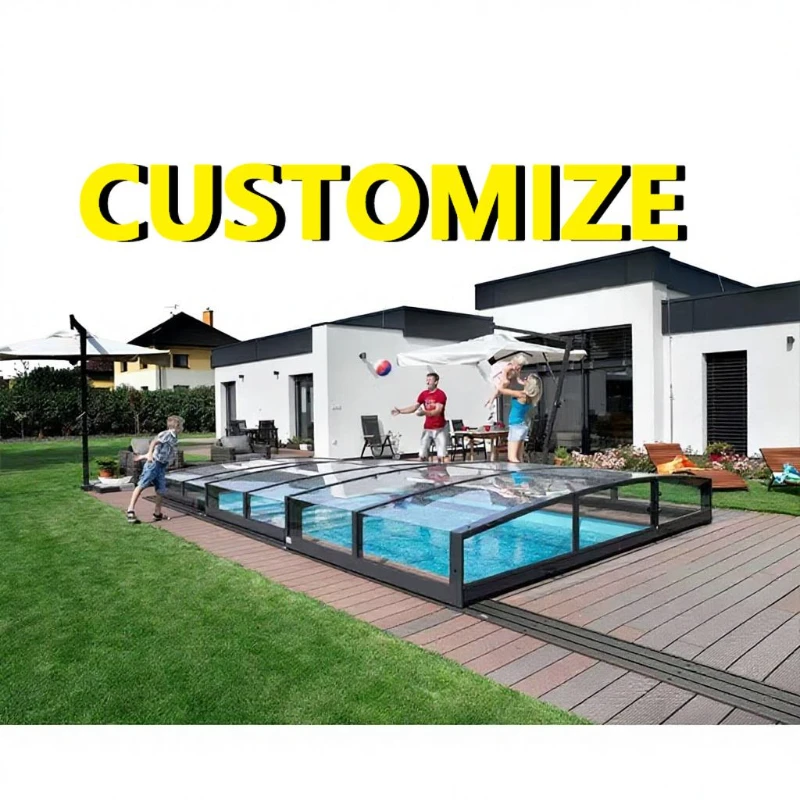 Any Size Custom Aluminum Telescopic Swimming Pool Enclosure Retractable Transparent Waterproof UV Resistant Outdoor Garden Patio