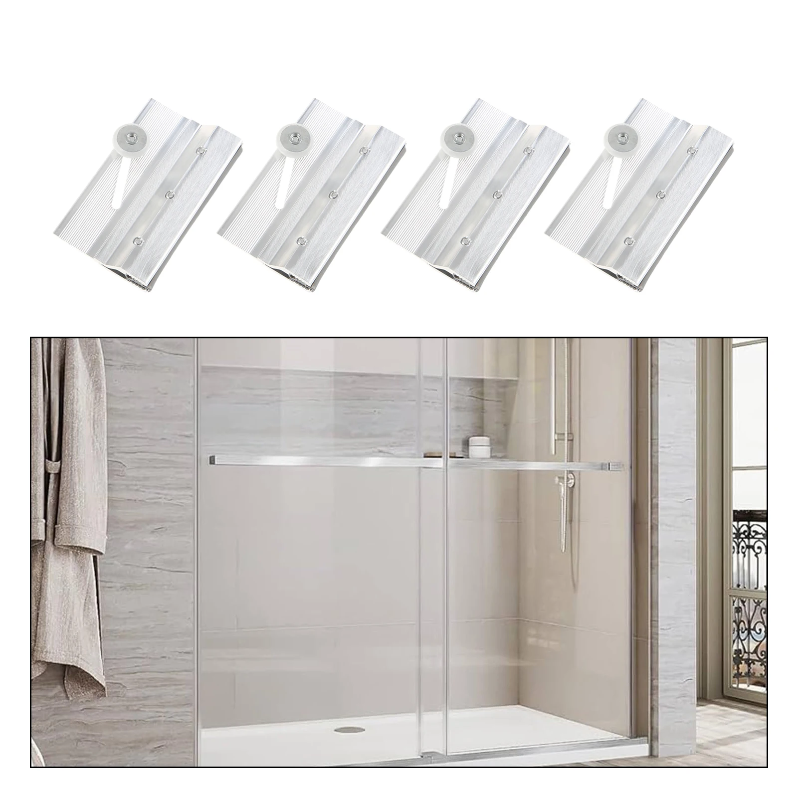 4Pcs Aluminum Frameless Shower Door Rollers Top Bracket Roller Assembly 3/4