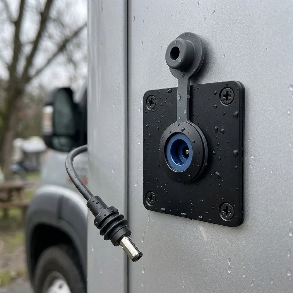 IP67 Waterproof DC Feed-Through Connector For Starlink Mini=,Aluminum Wall Mount Power Socket 5.5x2.1mm 12-48V For RV Marine DIY