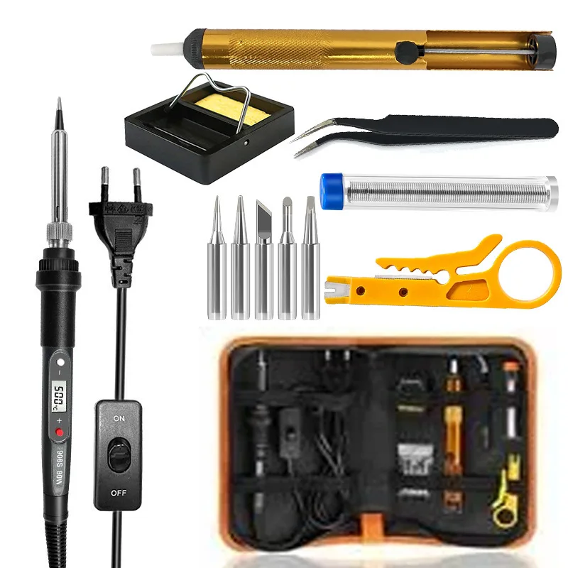 

80W digital display soldering iron set electrical maintenance and welding equipment European and American standard soldering pen