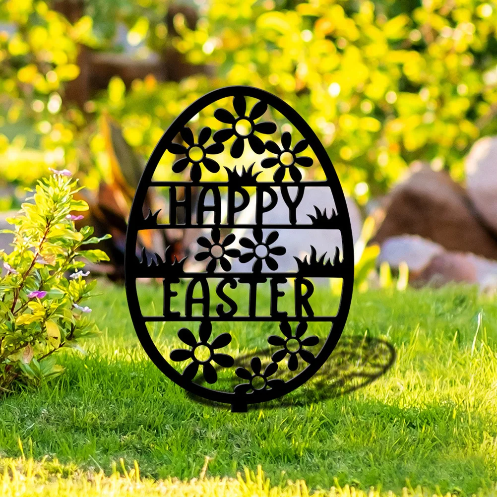 

Garden Egg Stake Sculpture Rustic Style Inserted Ornament for Easter Yard Decor Courtyard Decoration Outdoor Garden Crafts